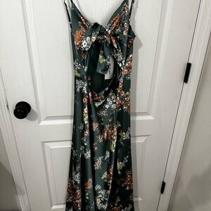 Maya Teal Dress with Orange and White Floral Design